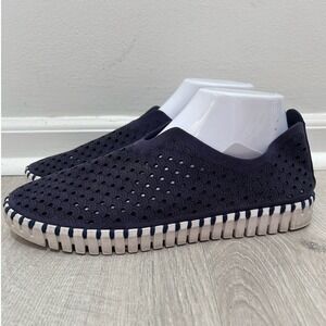 Ilse Jacobsen Tulip Navy Blue Slip On Loafers Womens 41 Comfort Perforated